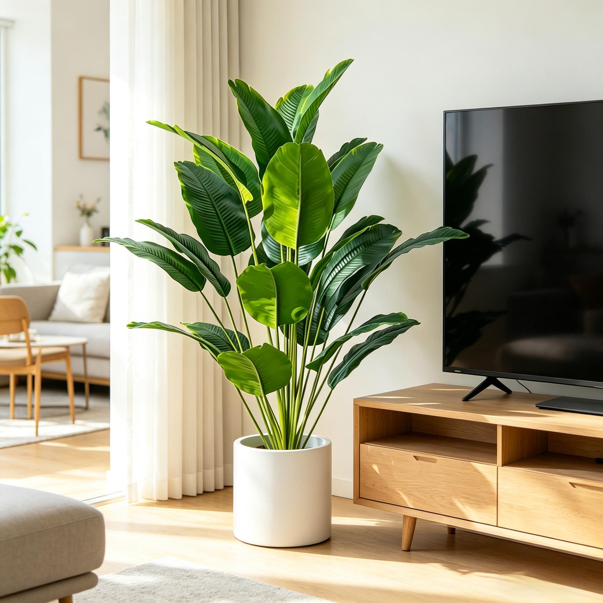 67-112cmの大型人工植物、極楽鳥花、熱帯風フェイクバナ - Fiddle Leaf Fig のレビューと価格