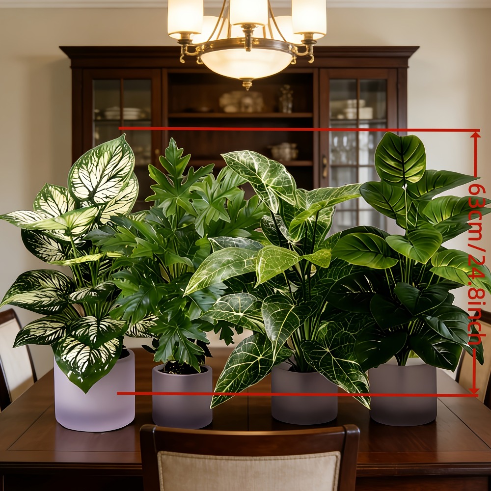 4個入り人工植物、48枚の葉を持つ大型フェイク扇形葉ひまわり - Fiddle Leaf Fig のレビューと価格