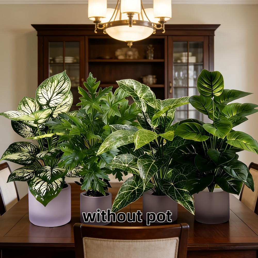 4個入り人工植物、48枚の葉を持つ大型フェイク扇形葉ひまわり - Fiddle Leaf Fig のレビューと価格