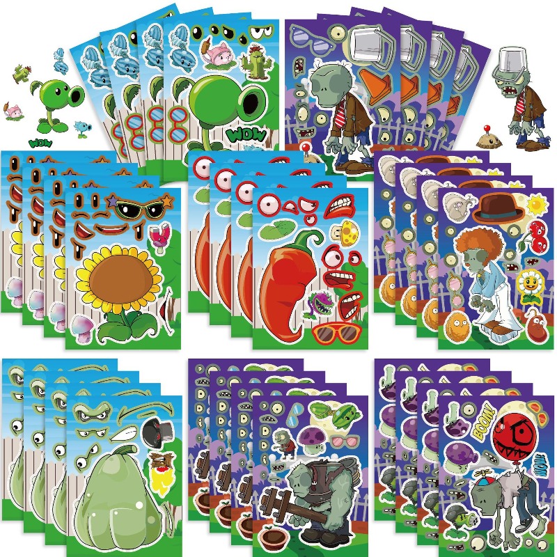プランツvsゾンビ かわいい漫画アニメパズルステッカー DI - Plant Parent Vs Planta のレビューと価格