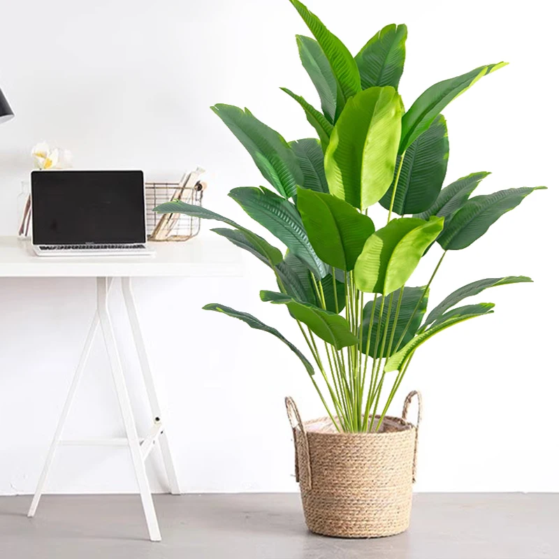 1個 人工観葉植物 大型 熱帯ヤシの木 フェイクバナナの葉  - Fiddle Leaf Fig のレビューと価格
