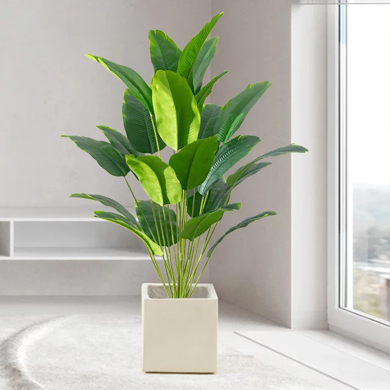 1個 人工観葉植物 大型 熱帯ヤシの木 フェイクバナナの葉  - Fiddle Leaf Fig のレビューと価格